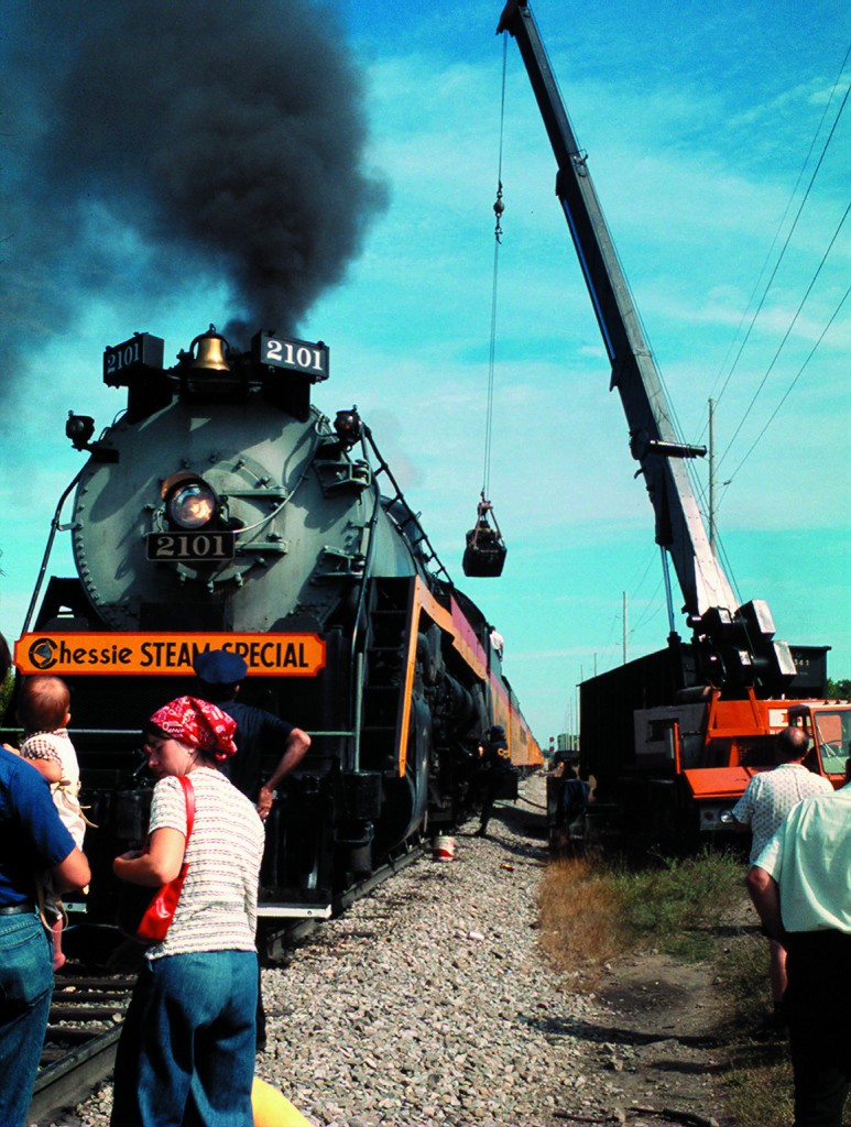 Coal Resupply for 2101
Coal being loaded for Ross Rowland's Chessie Steam Special, 2101 in the Wyoming, Michigan yard, during it's excursion in 1977.
Keywords: 2101, Chessie Steam Special